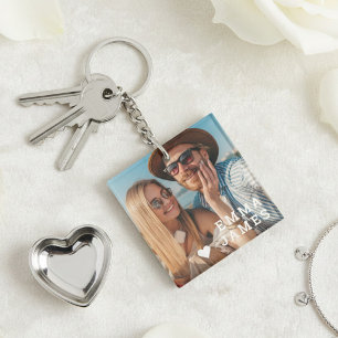 Personalized Couples Photo Names Love Heart Keychain