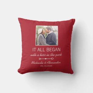 Personalized Couples Photo Newlywed Anniversary Throw Pillow