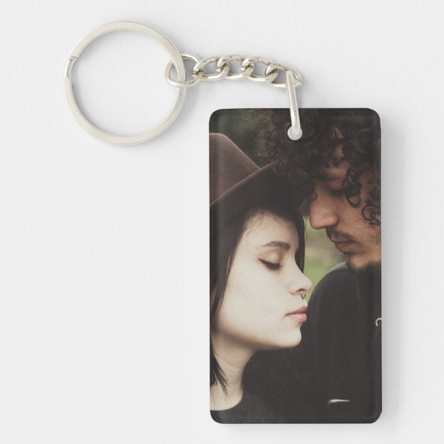 Personalized Couple's  Photo Rectangle Keychain (Front)