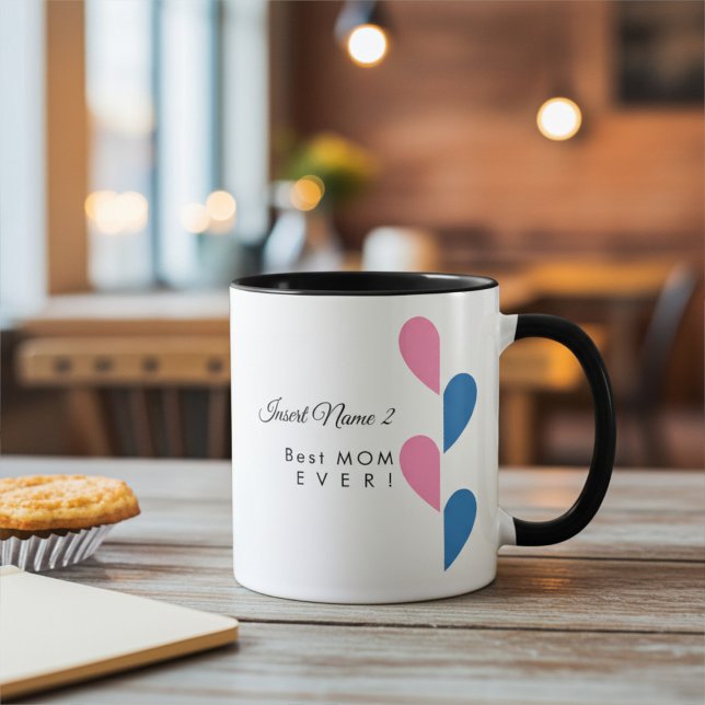 Personalized Couples Pink and Blue Half a Heart Mug (Creator Uploaded)