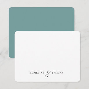 Personalized Couples Stationery Dark Blue Green Note Card