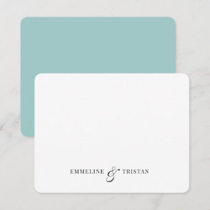 Personalized Couples Stationery Light Blue Green Note Card