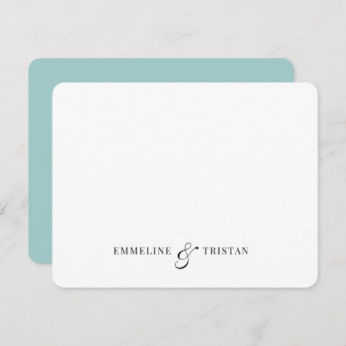 Personalized Couples Stationery Light Blue Green Note Card