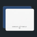 Personalized Couples Stationery Navy Blue Note Card<br><div class="desc">Personalized light blue green stationery notecards for couples,  with their names joined by an elegant ampersand. A lovely gift for newlyweds. The rounded corners add a touch of elegance. Add your note on the front above the names and the back is a solid navy blue.</div>