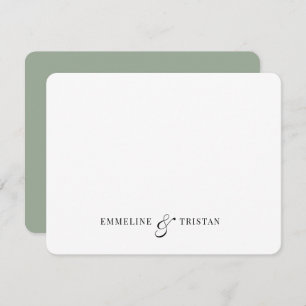 Personalized Couples Stationery Sage Green Note Card