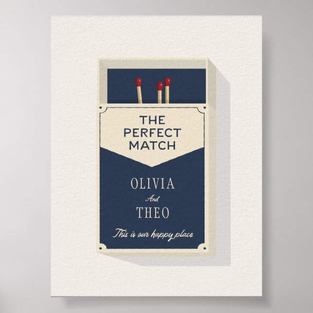 Personalized Couples The Perfect Match Matchbox Poster (Front)