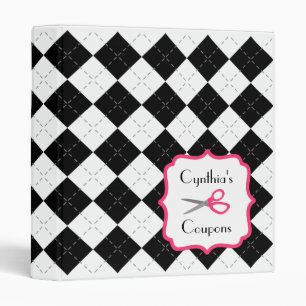 Personalized Coupon Organizer - Argyle & Pink Binder