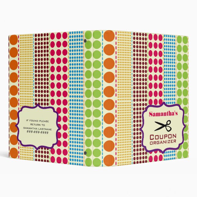 Personalized Coupon Organizer Binder - Boho Dots (Background)