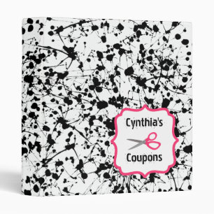 Personalized Coupon Organizer - Black splatter Binder