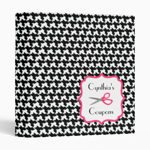 Personalized Coupon Organizer - Houndstooth & Pink Binder
