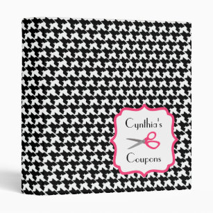 Personalized Coupon Organizer - Houndstooth & Pink Binder