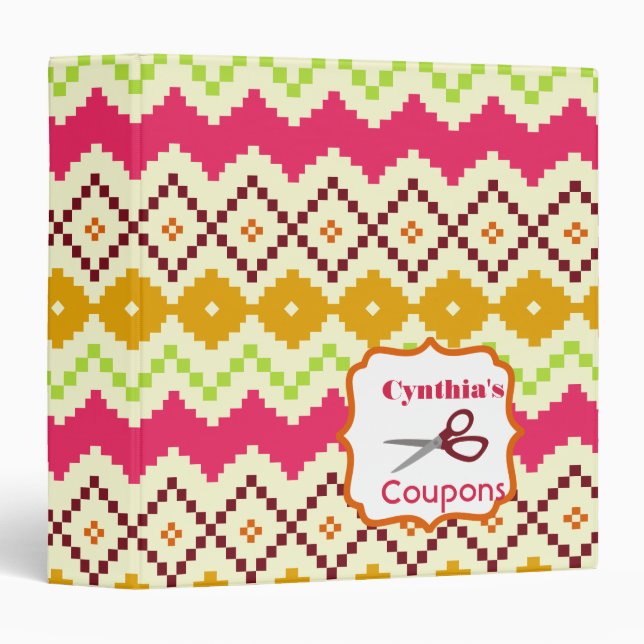 Personalized Coupon Organizer - Tribal Inspired 3 Ring Binder (Front/Spine)