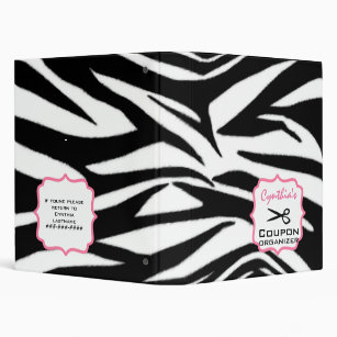 Personalized Coupon Organizer - Zebra Print & Pink Binder