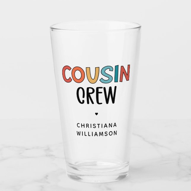 Personalized Cousin Crew Matching Cousins Gift Glass (Front)