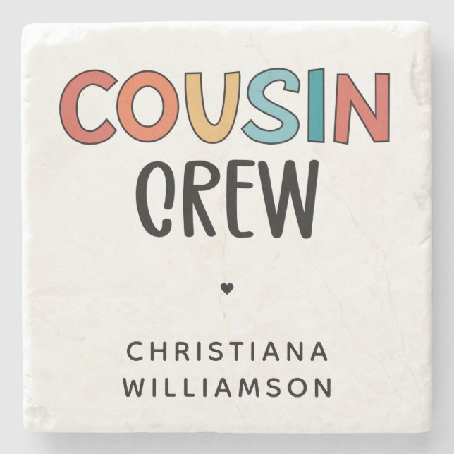 Personalized Cousin Crew Matching Cousins Gift Stone Coaster (Front)