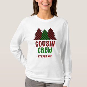 Personalized Cousin Crew Plaid Christmas Tree T-Shirt