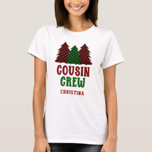 Personalized Cousin Crew Plaid Christmas Tree T-Shirt
