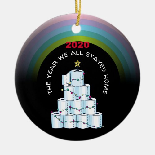 Personalized COVID 2020 Christmas We Stayed Home Ceramic Ornament