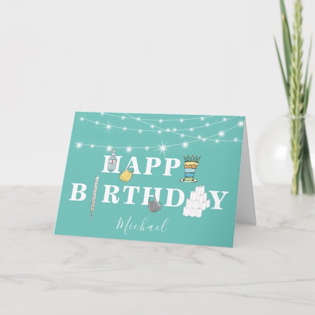 Personalized Covid Theme Unisex Birthday Card (Front)