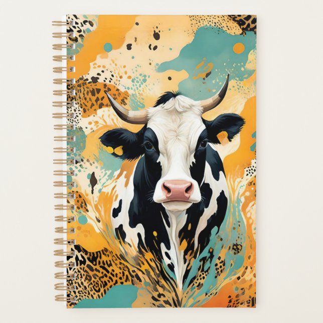 Personalized Cow Animal Print Planner (Front)