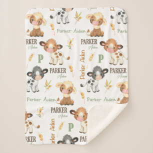 Personalized Cow Baby Blanket   30x40 Sherpa