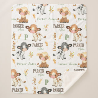 Personalized Cow Baby Blanket | 50x60 Sherpa