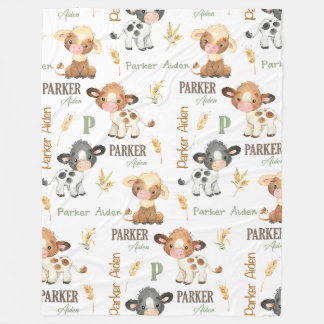 Personalized Cow Baby Blanket | 60x80 Fleece