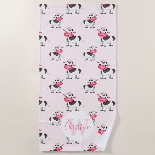 Personalized Cow Beach Towel (Front)