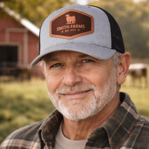 Personalized Cow Calf Farm Name with Est Date Farm Leather Patch Hat