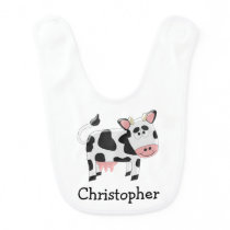 Personalized Cow Design Baby Bib