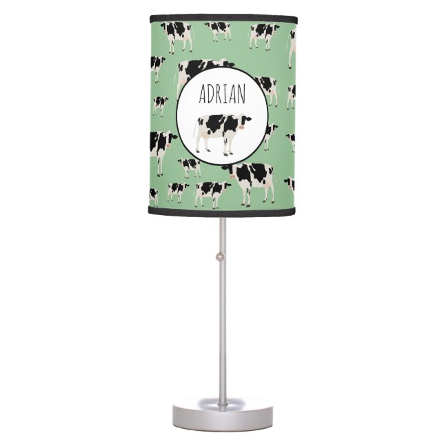 Personalized Cow Farm Animal Pattern Table Lamp (Front)