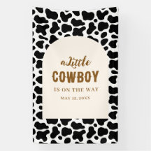 Personalized Cow Print Banner for First Rodeo