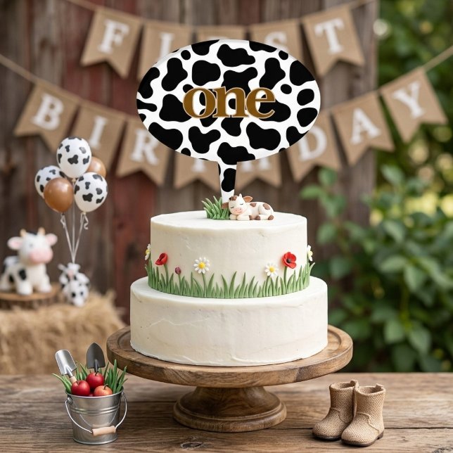 Personalized Cow Print Cake Pick - Cake Topper  (Creator Uploaded)
