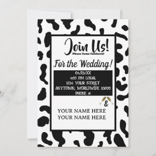 Personalized Cow-Print Country Wedding Invitations