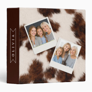 Personalized Cow Print Cowgirl Western Style Gift 3 Ring Binder