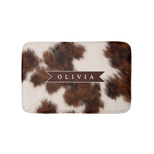 Personalized Cow Print Cowgirl Western Style Gift Bath Mat