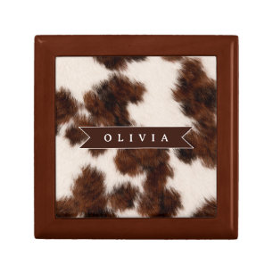 Personalized Cow Print Cowgirl Western Style Gift Box