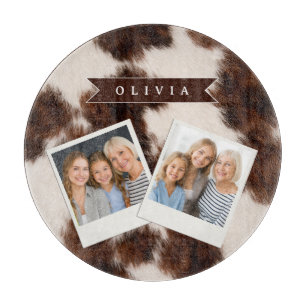 Personalized Cow Print Cowgirl Western Style Gift Cutting Board