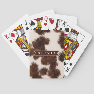 Personalized Cow Print Cowgirl Western Style Gift Poker Cards