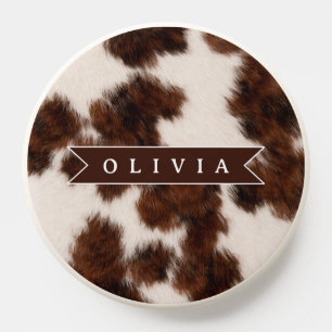 Personalized Cow Print Cowgirl Western Style Gift PopSocket