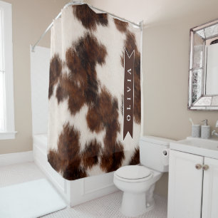 Personalized Cow Print Cowgirl Western Style Gift Shower Curtain