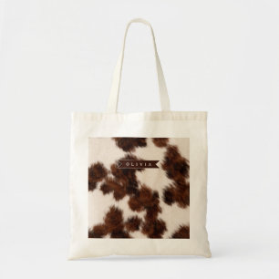 Personalized Cow Print Cowgirl Western Style Gift Tote Bag