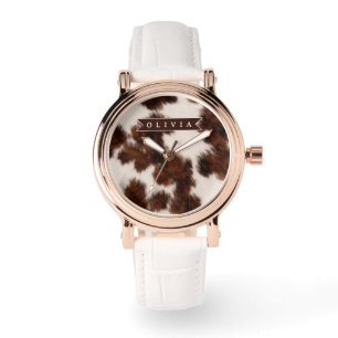 Personalized Cow Print Cowgirl Western Style Gift Watch