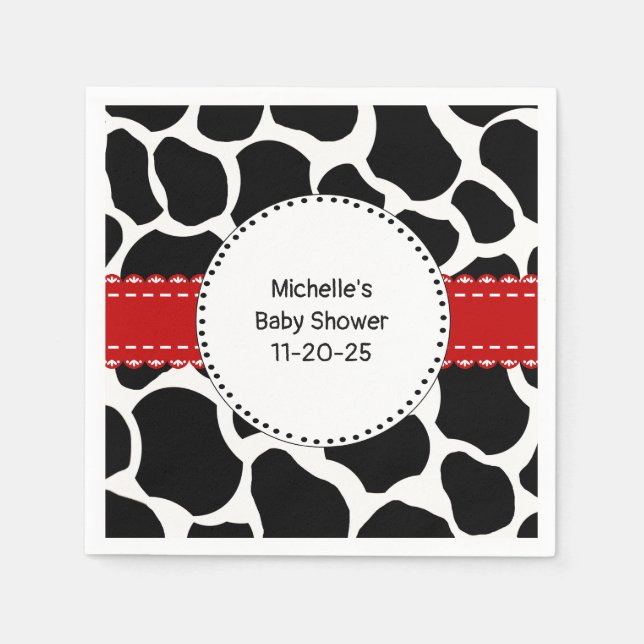 Personalized Cow Print Paper Napkins (Front)