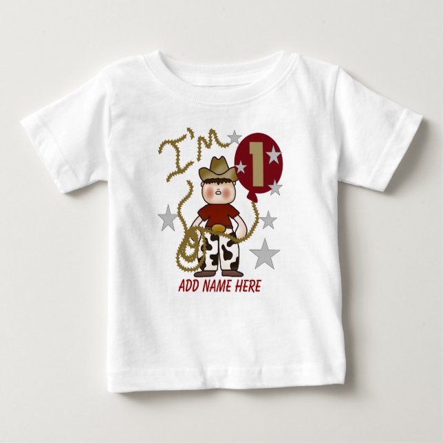 Personalized Cowboy 1st Birthday Tshirt (Front)