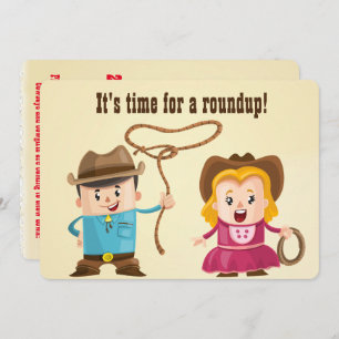 Personalized Cowboy and Cowgirl BBQ Roundup Invitation