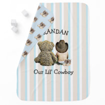 Personalized Cowboy and Teddy Bear Baby Blanket