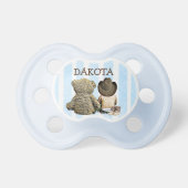 Personalized Cowboy and Teddy Bear Baby Pacifier (Front)