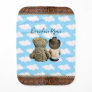 Personalized Cowboy Baby Boy and Teddy Bear   Baby Burp Cloth