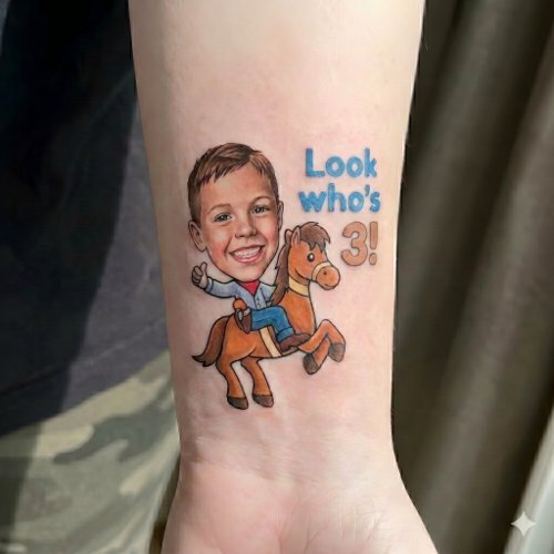 Personalized Cowboy Birthday Custom Photo & Age  Temporary Tattoos